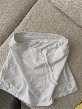Aritzia White Mini Skirt with Drawstring Waist
